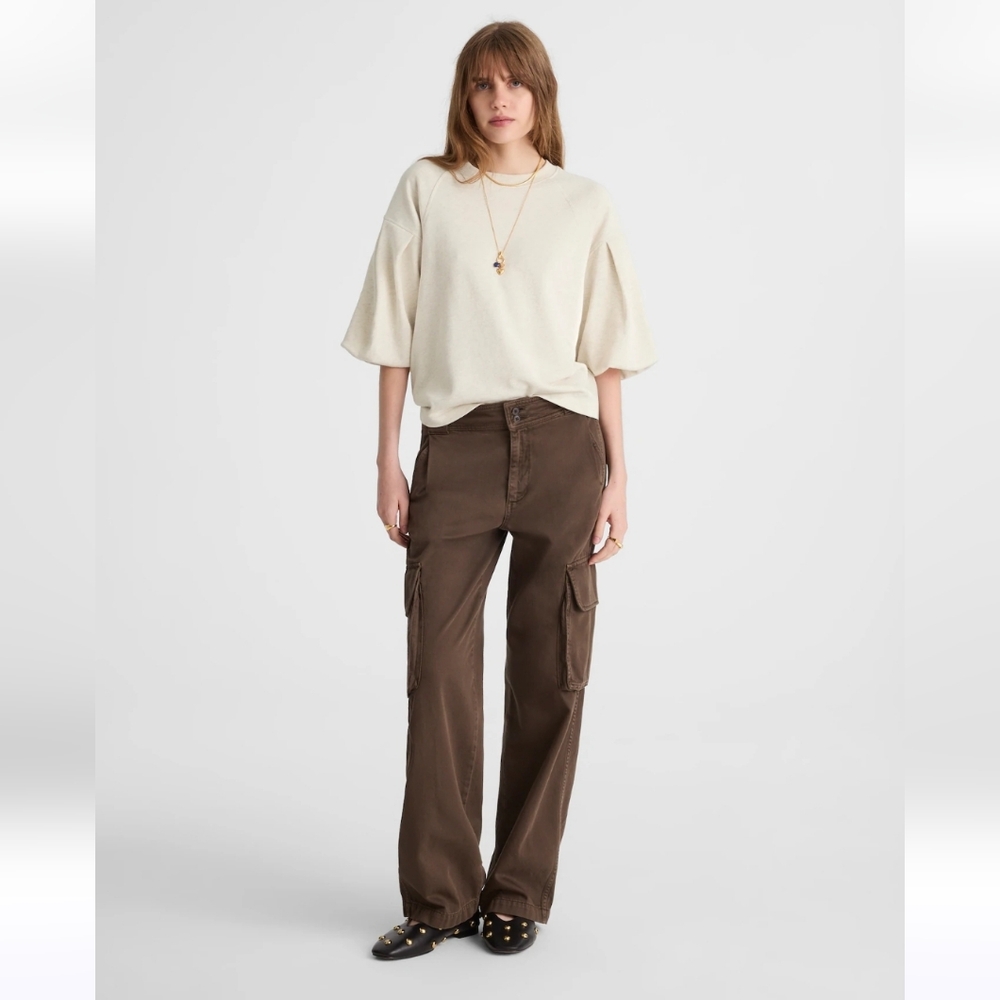 NWT Madewell Women's Puff-Sleeve Sweatshirt Tee Sz M Fall - Picture 5 of 9